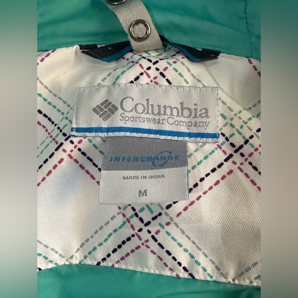 Columbia Omni Tech White/Teal Hooded Puffer Jacket,  Girls Medium - Picture 4 of 16